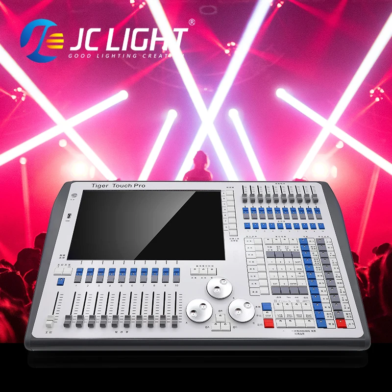 JC Light-consola Dmx512 de cuarzo Tiger Touch Pro, atenuador de iluminación de escenario, controlador tt-pro dmx, consola táctil Tiger, 8 con Flightcase