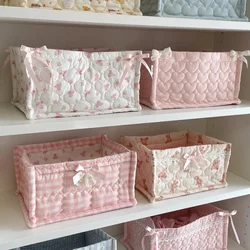 1PC Square Storage Basket Desktop Organizer Storage Basket Home Decoration Korean Quilted Storage Basket Cute Storage Frame