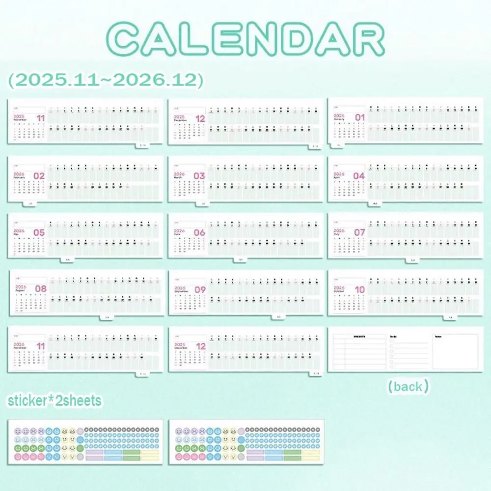 

Заметки, настольный календарь на 2026 год, переплет на катушке, мультяшный ежемесячный календарь, один месяц, чтобы просмотр расписания, календарь управления домом