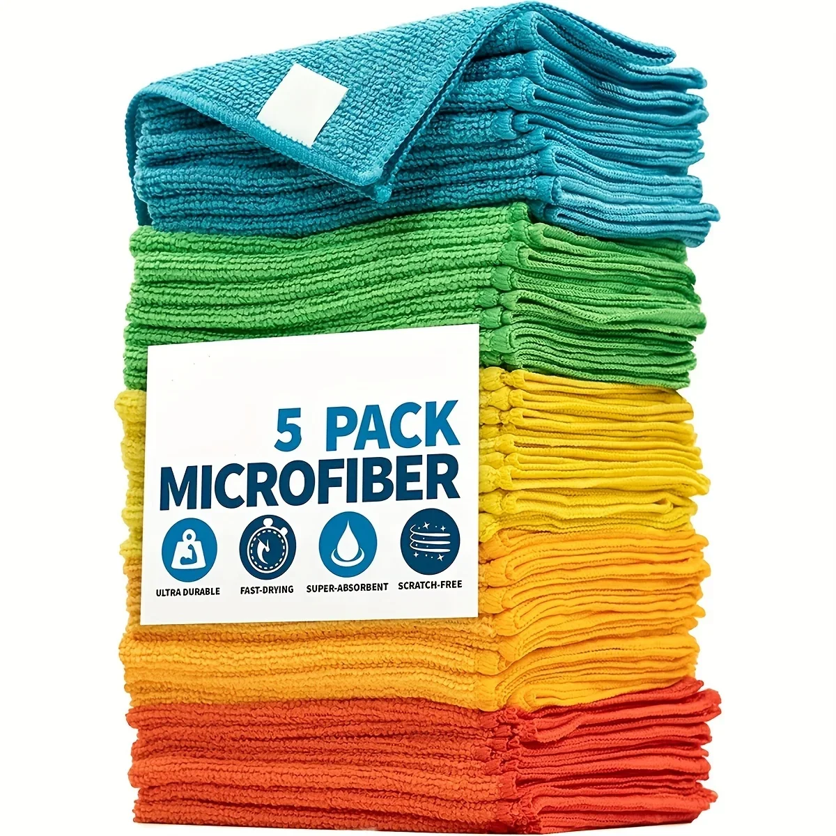 3/5/10pcs Microfiber Cleaning Cloths Super Absorbent Multi-Purpose Dishwashing Towels for Kitchen Bathroom & Household Cleaning