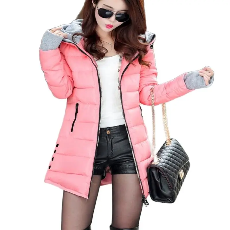 ขายร้อน Parka แจ็คเก็ตสตรีฤดูหนาวเสื้อยาวผ้าฝ้าย Casual Hooded Overcoat หญิง Thicken WARM Lady ลง Outerwear