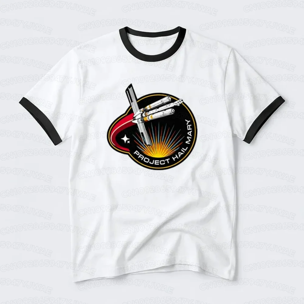 Men's And Women's New Project Hail Mary Theme T-shirt Science Fiction Fan Mission Badge Retro Space Pattern Tee Book Lover Gift