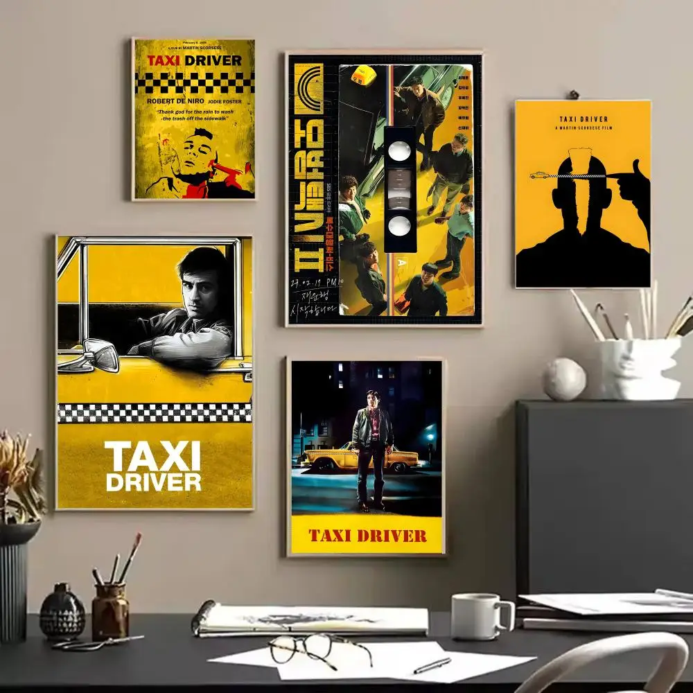 فيلم T_Taxi D_Driver لوحة رائعة الخط قماش الكتان ملصق جدار يطبع لغرفة المعيشة غرفة نوم مكتب ديكور المنزل #2
