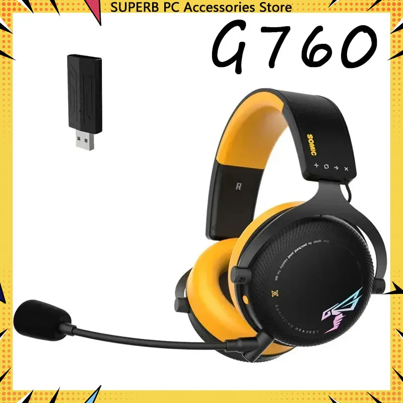 Somic G760 Наушники Микрофон Киберспорт Геймер Bluetooth Беспроводные/проводные наушники Шумоподавление Складные игровые наушники на заказ