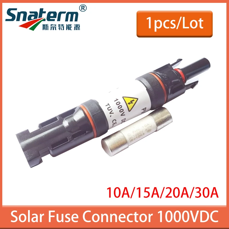 Fusible Solar Snaterm 10A 15A 20A 30A 1000V Solar PV MC Compatible con fusible de CC dentro de protección de soporte impermeable