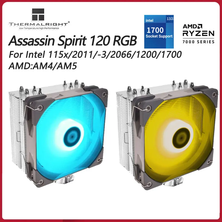 

Thermalright Assassin Spirit 120 RGB 4 heatpipe CPU Cooler 120mm PWM Fan Radiator CPU Cooling For LGA115X 1700 2011 AMD AM4 AM5