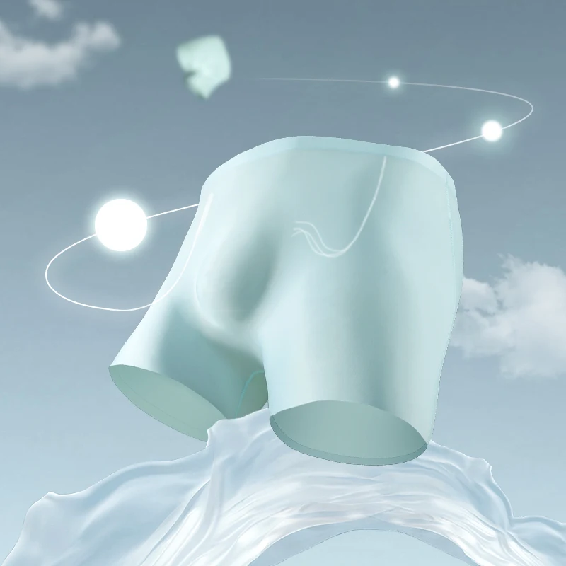 

5 шт. Мужское нижнее белье, мужские четырехугольные брюки из ледяного шелка с 3D перфорацией, бесшовные тонкие брюки с плоскими углами, расширенные спортивные, летние