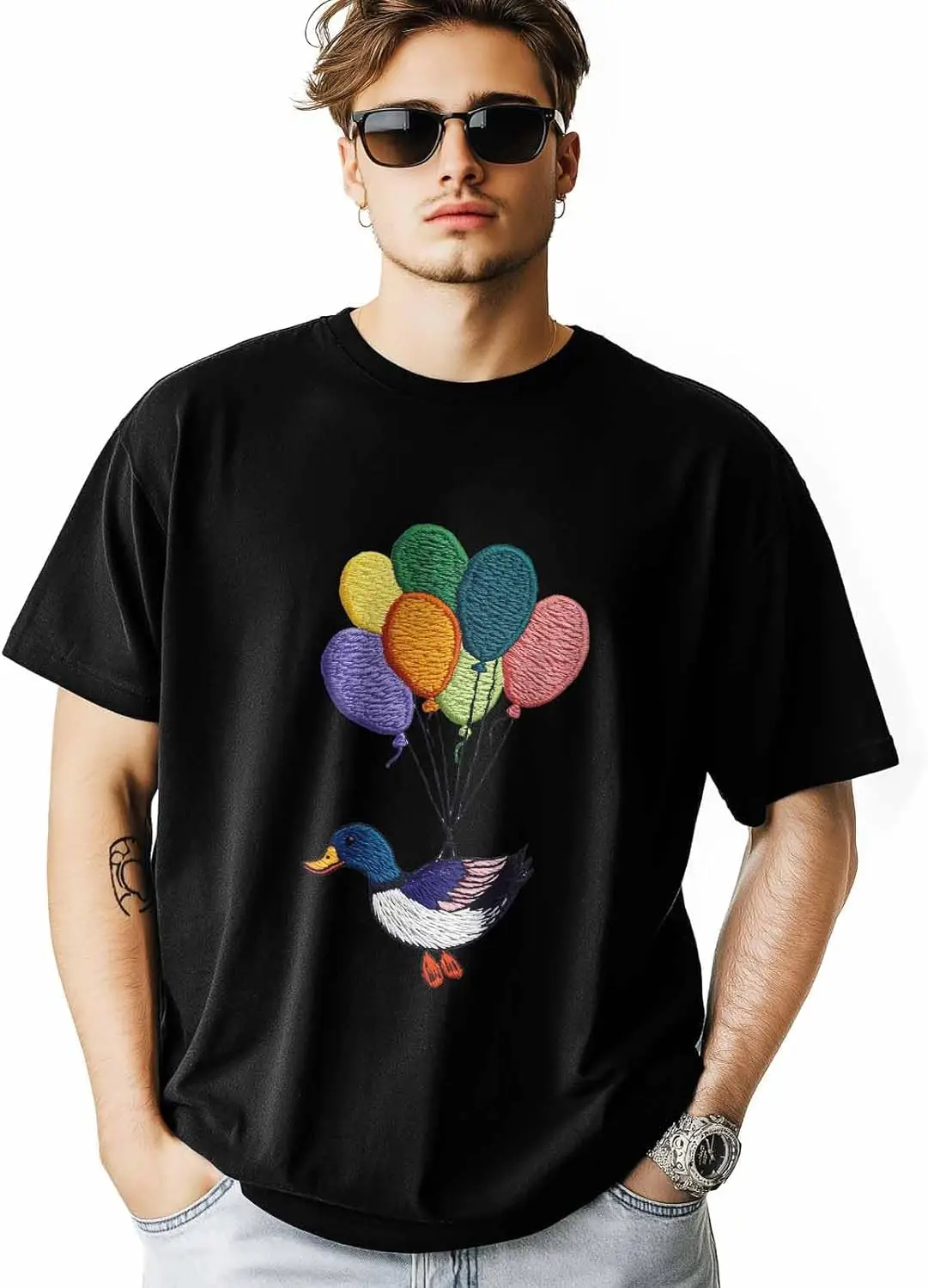

Мужские футболки, мужские футболки с рисунком Balloon Duck Farmhouse/рубашки для тренировок, классические футболки для мужчин/мальчиков/подростков