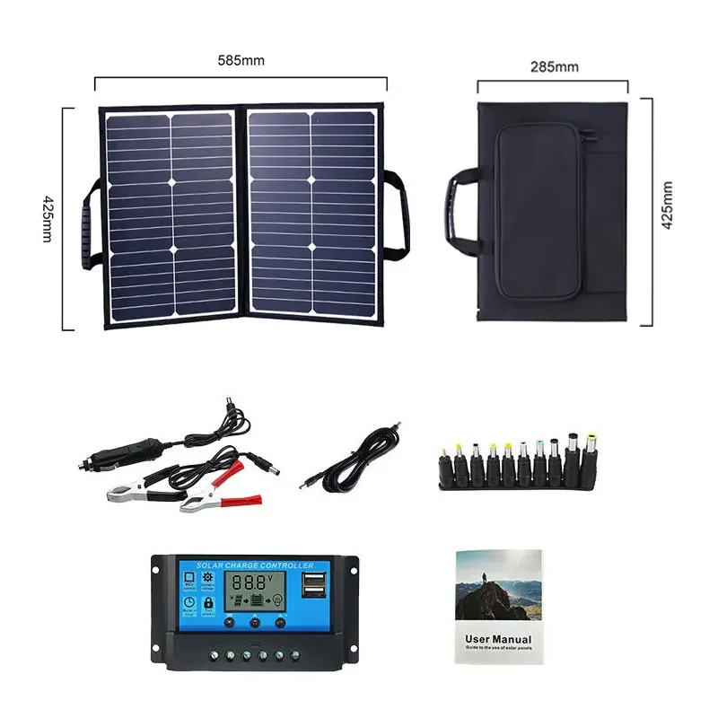 500W Solar Panel Kit 18V Portable Foldable Solar Panel Solar Outdoor Charger Mobile Phone Charging Power Bank Hiking Camping