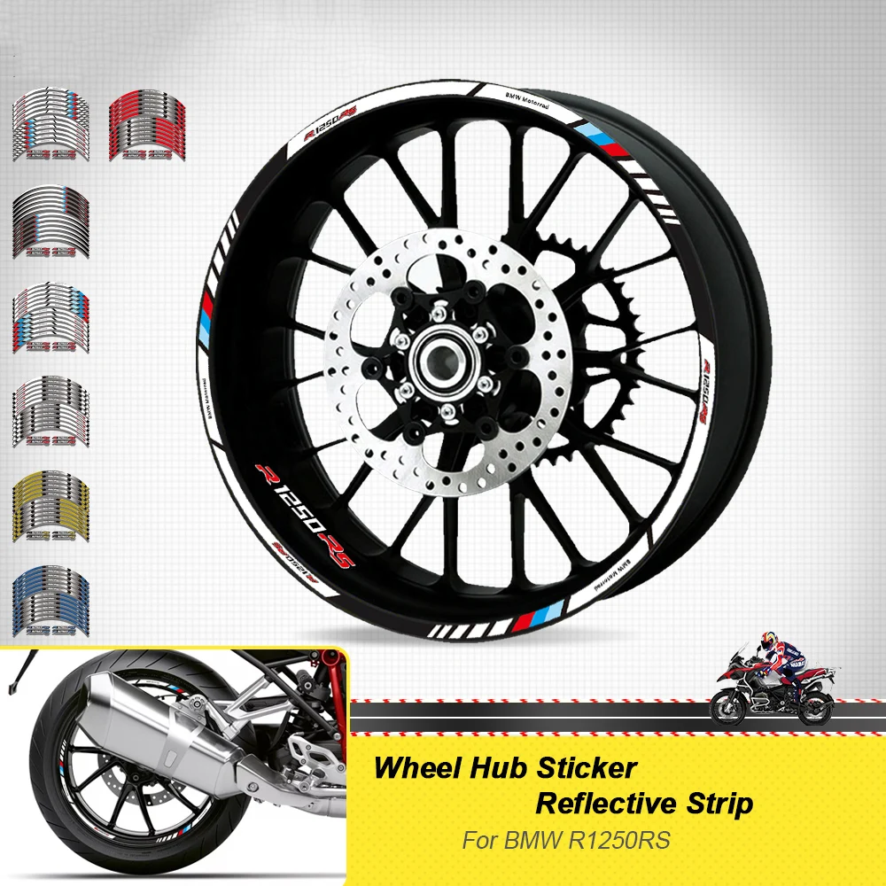 

Motorcycle Accessories Sticker Wheels Waterproof Decals Decorative Rim Tire Reflective Stripe Set For BMW R1250RS r1250 rs