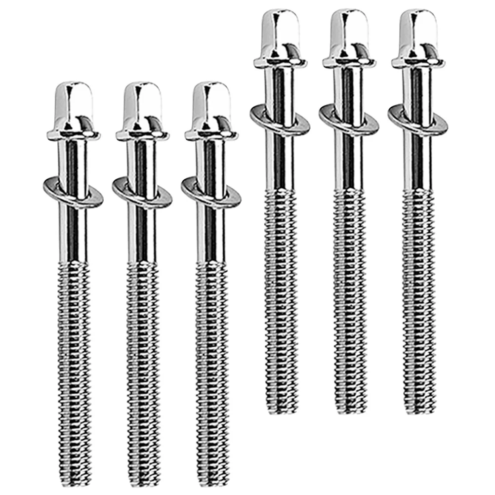 

6 Pcs Drum Screws High Hardness Snare Tension Lug Rods 50mm Accessories Drummers' Jazz Metal Replacement Spare