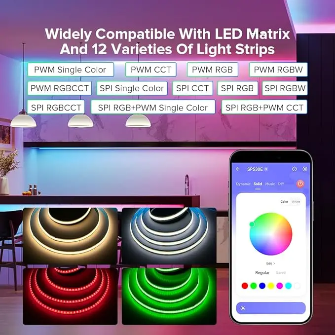 Controller LED SP630e Rgbic Rgbcct Rgbw Rgb Cct 5v 12v 24v Cob Pwm Pixel Controller per strisce LED