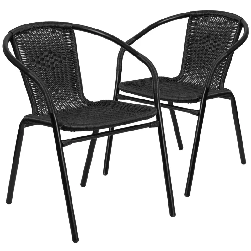 

Flash Furniture Lila Indoor/Outdoor Stacking Rattan Patio Chairs, Set of 2, Beige