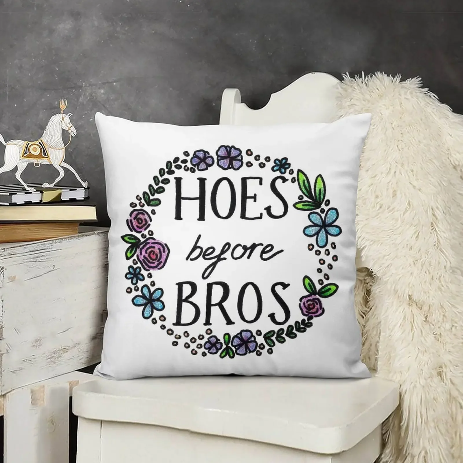 

Hoes Before Bros Throw Pillow pillow cover christmas autumn decoration Room decorating items anime girl pillow