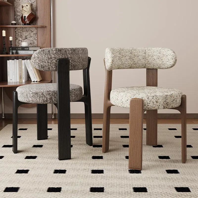 Factory Direct 2026 Solid Wood Mid Century Dining Chair, Cotton Linen Removable Back, High Resilience Foam Seat, Non Slip Legs F