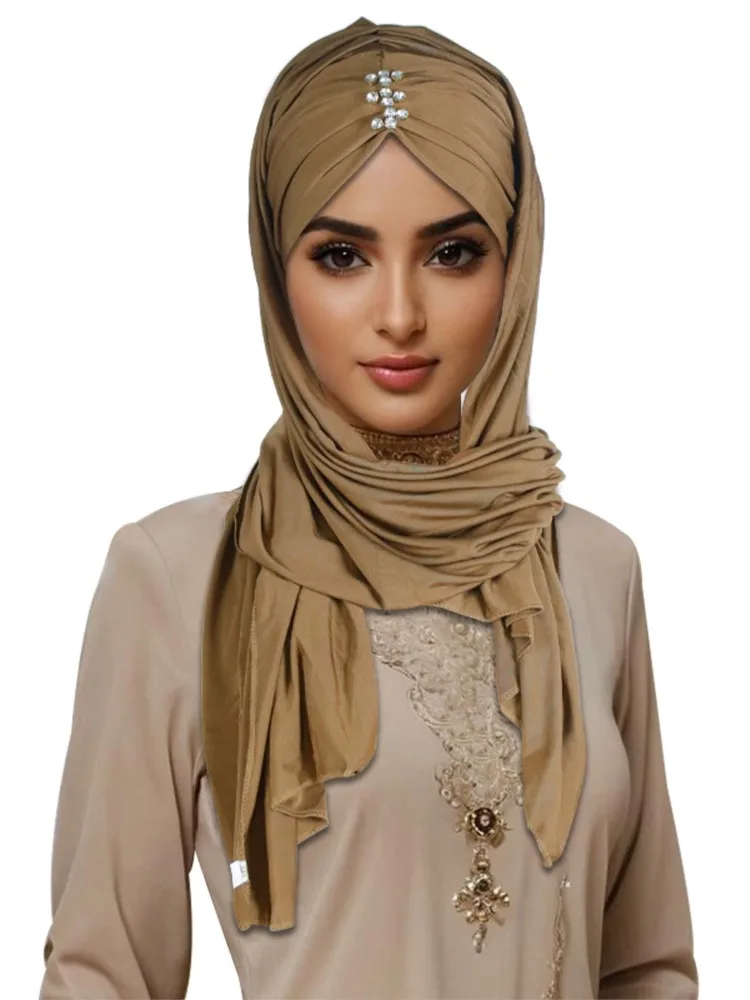 

New Instant Ready To Wear Hijab Muslim Women Stretchy Sports Jersey Hijab Scarves Malaysia Headwraps Caps Turban Cap