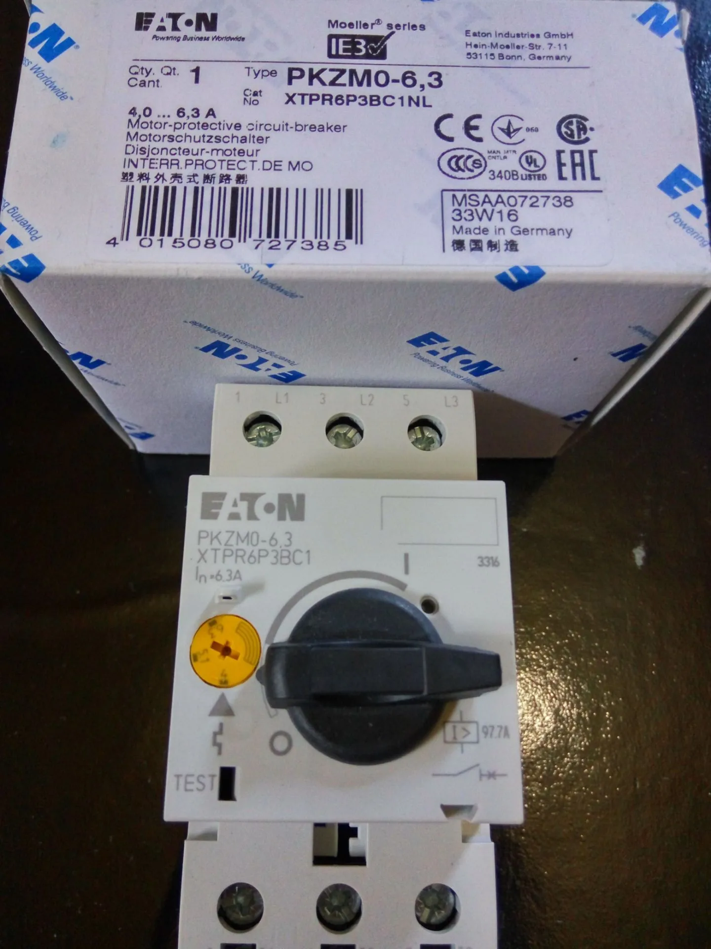 

Brand New Eaton Admiralty Muller Switch EATON PKZM0-6.3 Motor Protector Imported From Germany