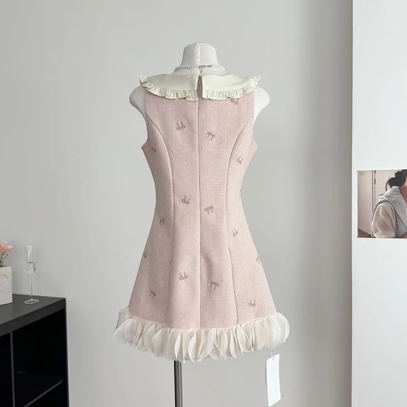 MEXZT słodka różowa Mini sukienka moda damska Kawaii kokarda na imprezę patchworkowe sukienki koreańska elegancka sukienka letnia Bodycon Vestidos nowość