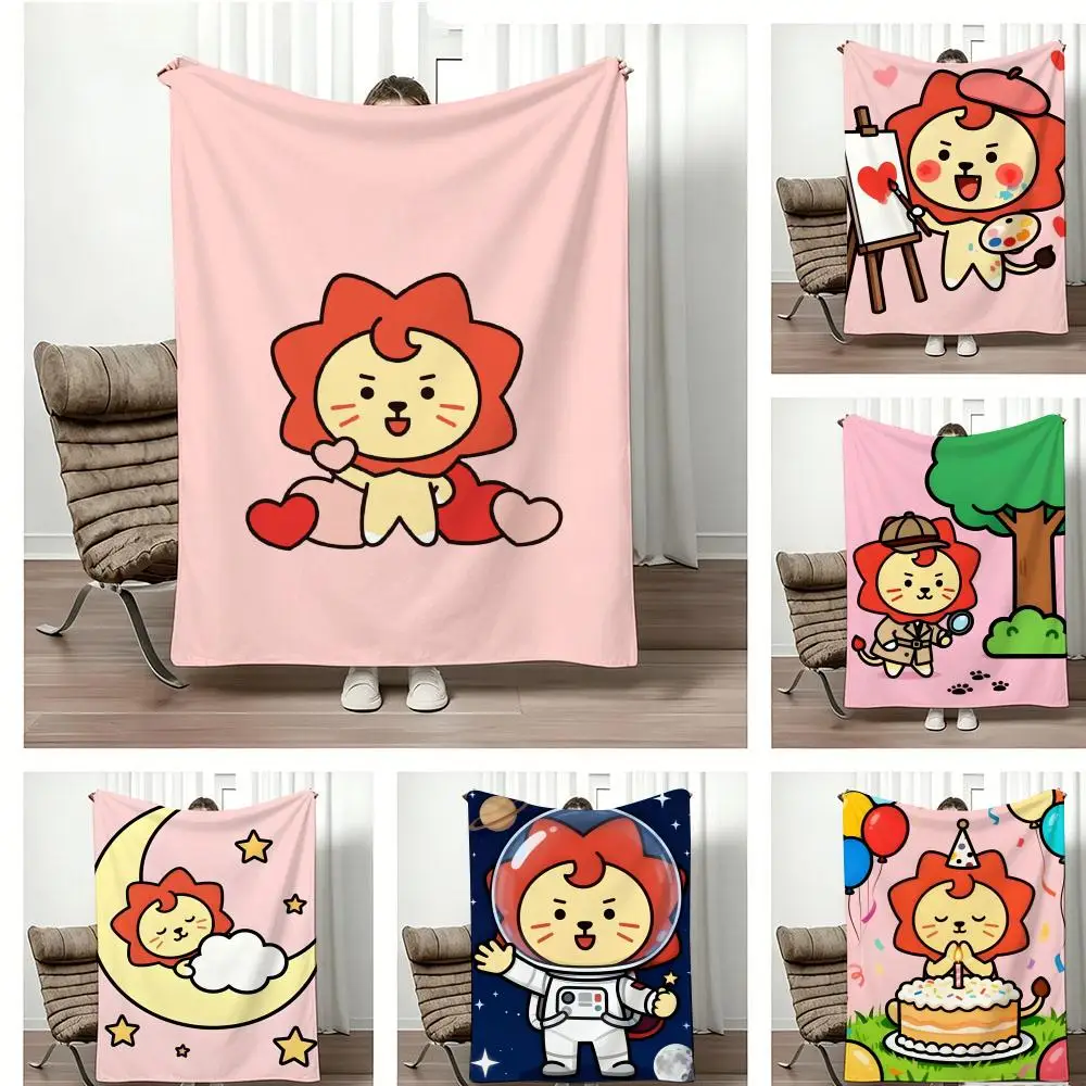 Cartoon Figure R-ROYANS Throw Lightweight 240g Flannel Blanket Soft Skin-friendly for Summer Cooling