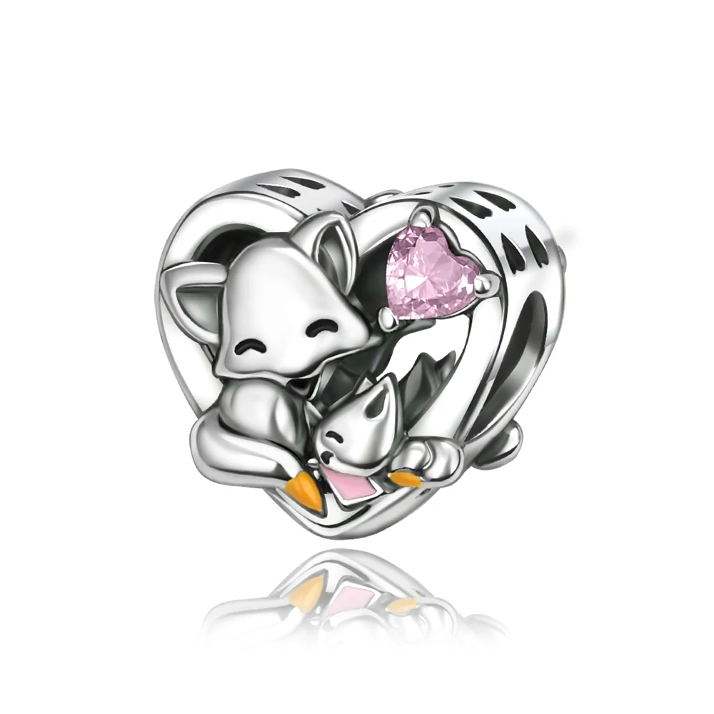 

Ahthen 925 Sterling Silver Hot Sale Beads Loving Fox Dangle Charm fit Snake Chain Bracelets Necklaces for Women Jewelry Making