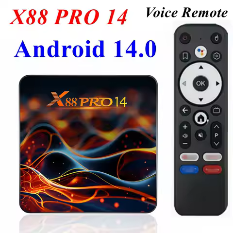TV Box X88 Pro Android 14 RK3518 Quad Core 2GB RAM 16GB ROM 4K LAN 100M Wifi6 BT 5.0 Voice Remote Media Player Set Top Box
