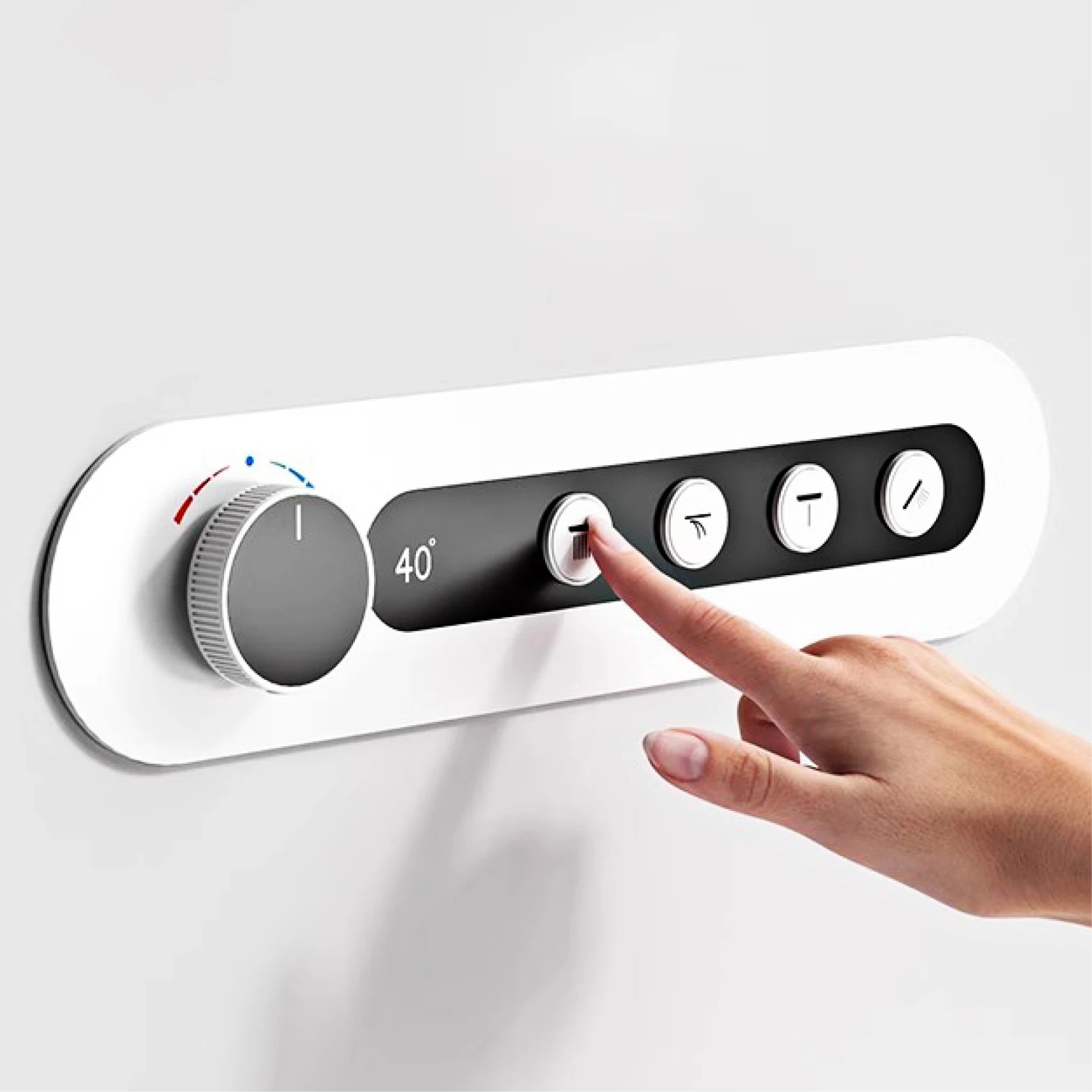 Luxury Matte Black Brass Thermostatic Shower System 4Spray Modes Ceiling- Mounted LED Digital Display Anti-Scald Bathroom Faucet