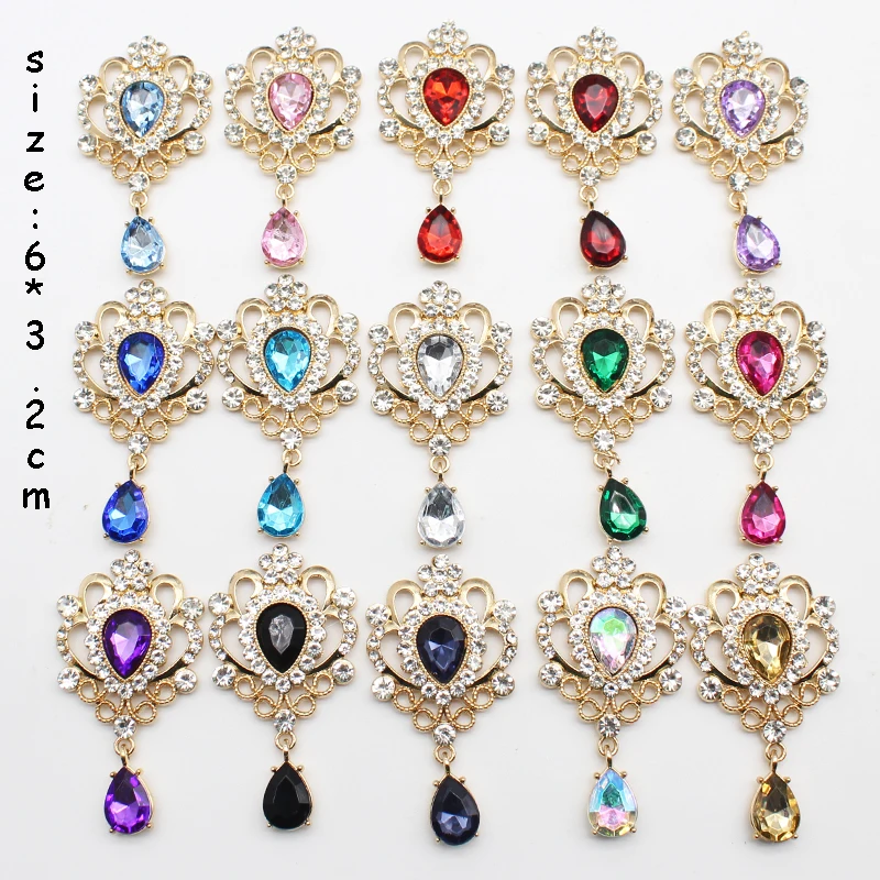 Gold Color Flat Bottom Brooch Rhinestone Embellished Fashion Accessories DIY Handmade Pendant Jewelry Accessories