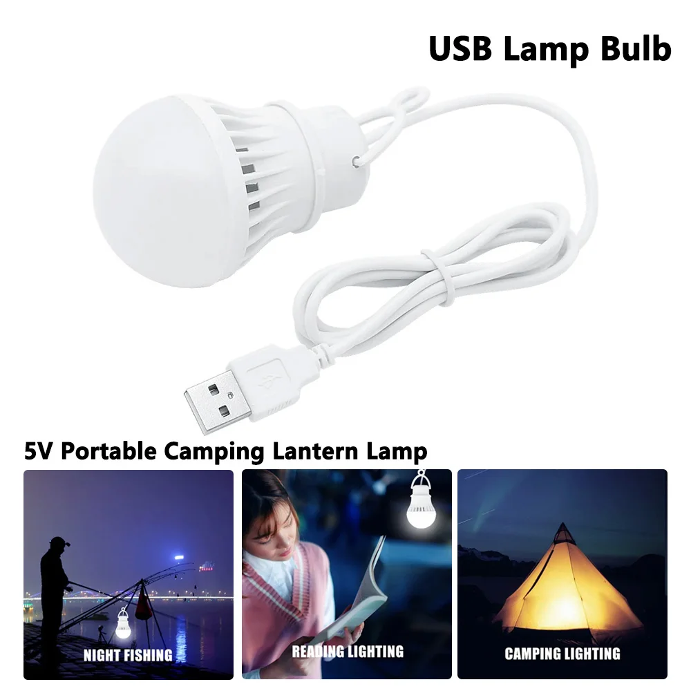 

3/5/7W USB Lamp Bulb Portable Camping Lantern Lamp LED Power Reading Book Light For Outdoor Camping Tent Emergency Lighting