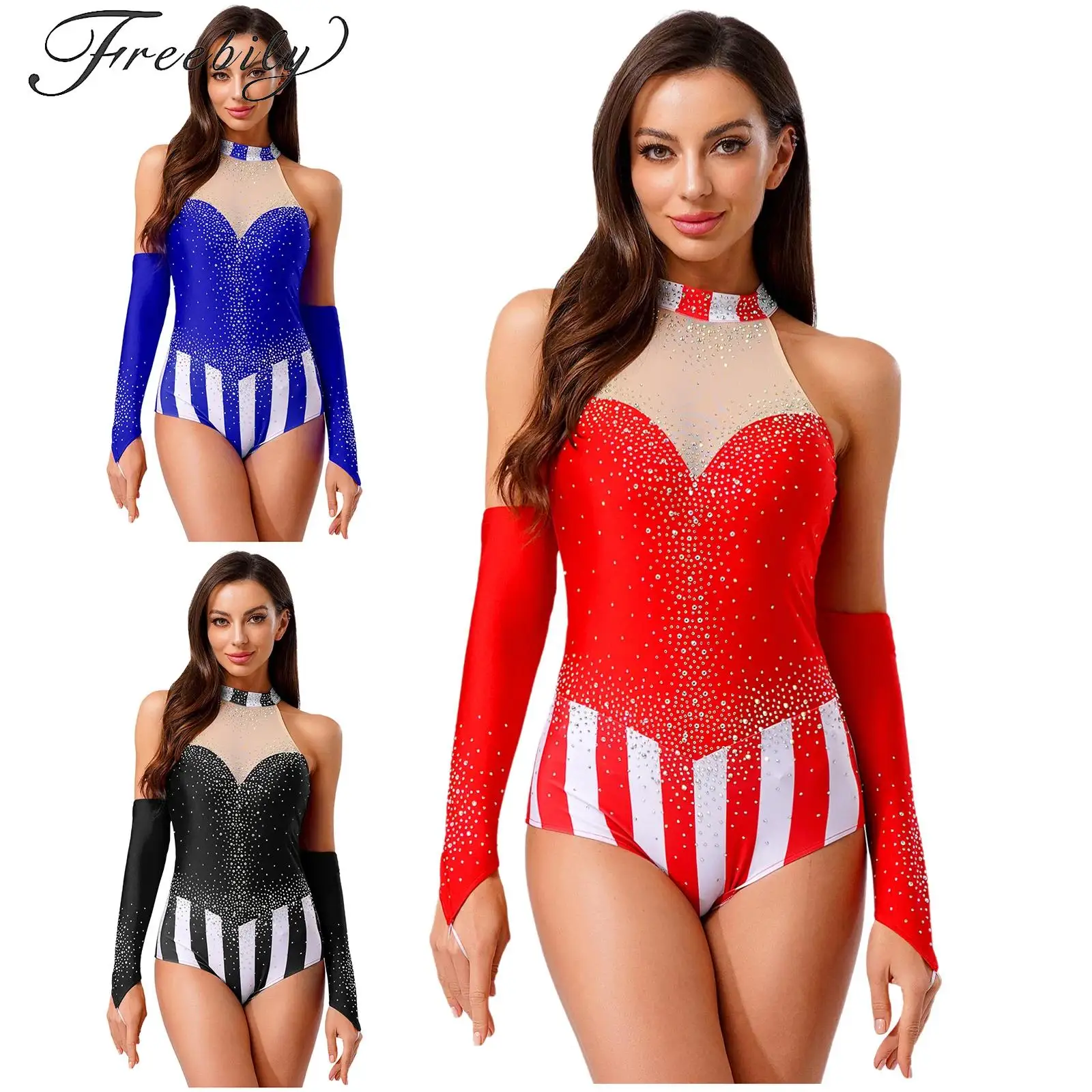 

Womens Circus Director Cosplay Gymnastics Figure Skating Leotard Costumes Halloween Carnival Ringmaster Bodysuit Dance Outfits