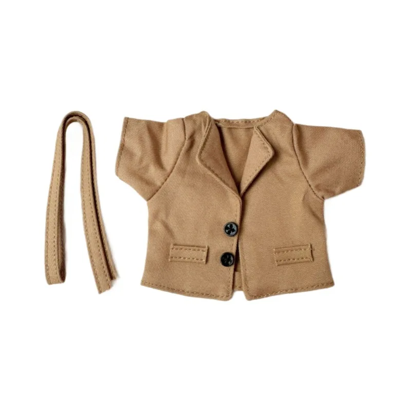 Nieuwe Labubu Vintage Trenchcoat 17 cm Poppenkleertjes Mini Pop Herfst En Winterjas Groothandel Accessoires Kleding Voor Labubu