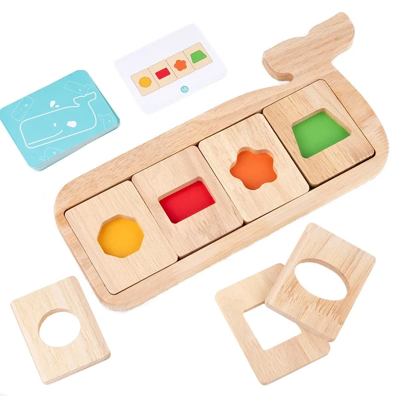 Wooden Montessori Geometry Color Separation Toys Matching Games Sensory Training Shape Children Education Cognition