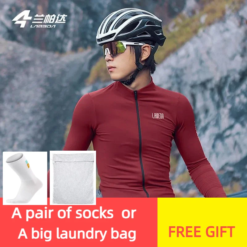 LAMEDA-Long Sleeve Thermal Fleece Cycling Jerseys for Men, Breathable Bicycle Clothing, Road Bike, MTB Jerseys, Winter