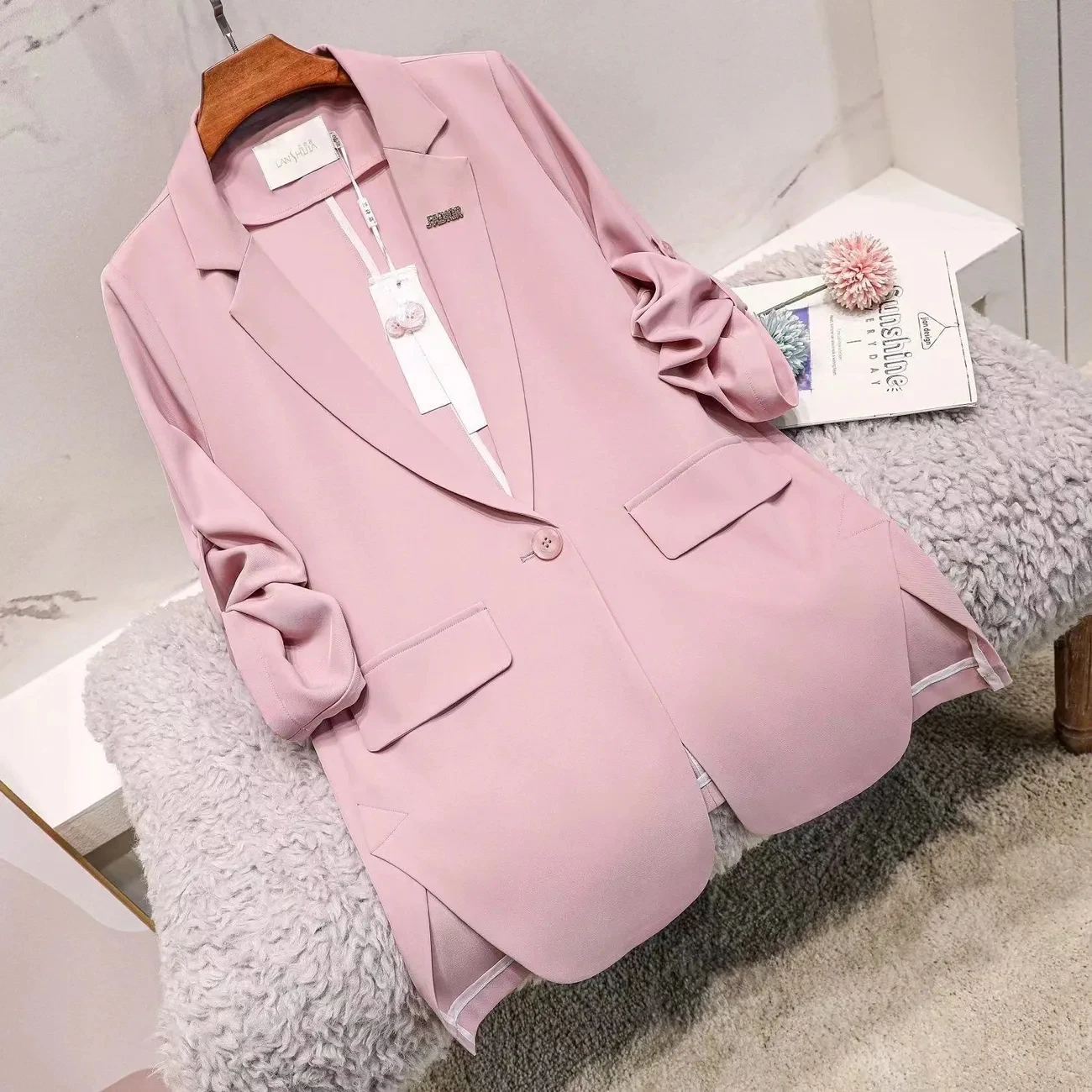 High End Outerwear Female Thin Small Suit Light and Thin 2024 Spring/summer Women Suit Outerwear High-end Feeling Single Layer