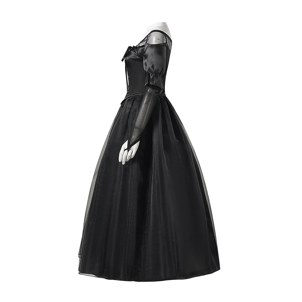 Movie Lydia Deetz Cosplay Costume Adult Women Black Wedding Dress Uniform Halloween Clothes Outfit