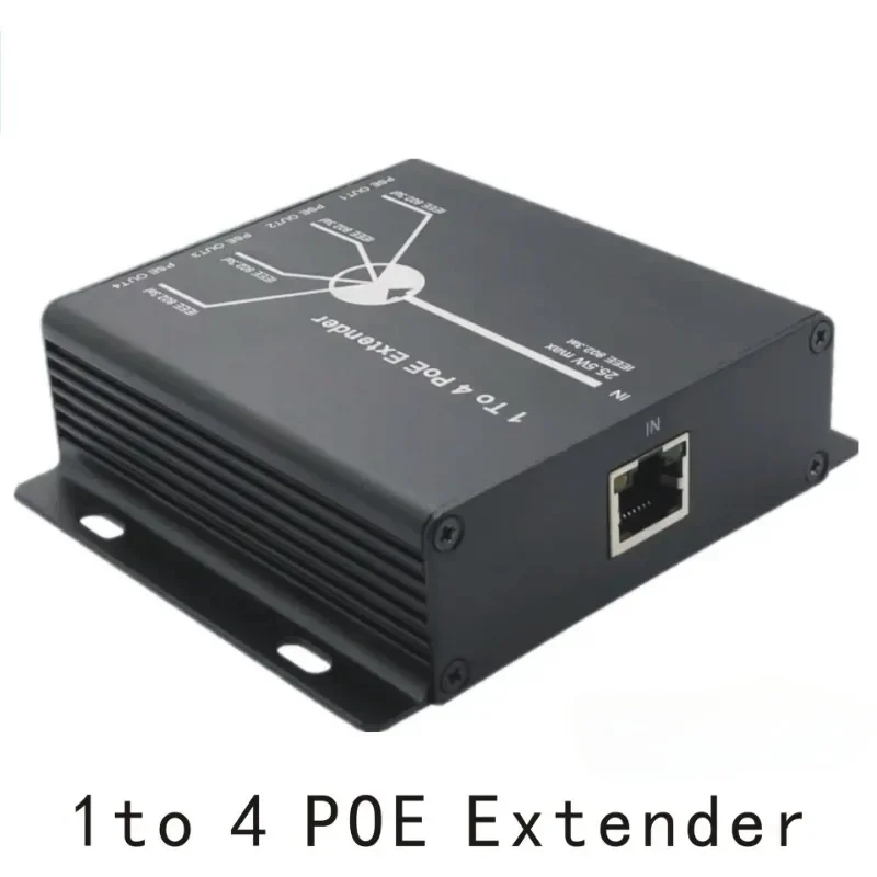 Extend 120m transmission distance with 10/100M LAN, 4 Port IEEE802.3at 25.5W PoE Extender / Repeater for IP camera