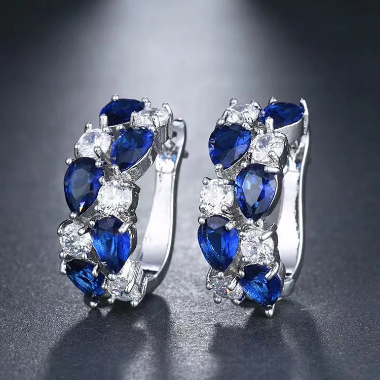 European and American Style Luxury Multicolor Fashion Luxury Multicolor Crystal Earrings Attend Banquet Party Jewelry Wholesale