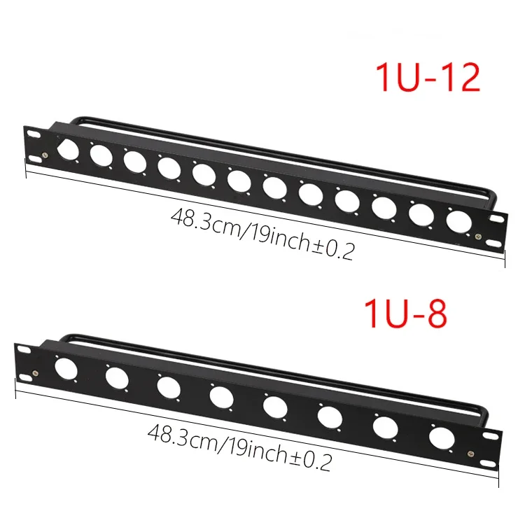 1U 19Inch Rack Patch Panel 8 12 Way Channel 1U Flight Case Mount 8/12Way Channel 6.35mm Jack XLR Female Male Audio Plug