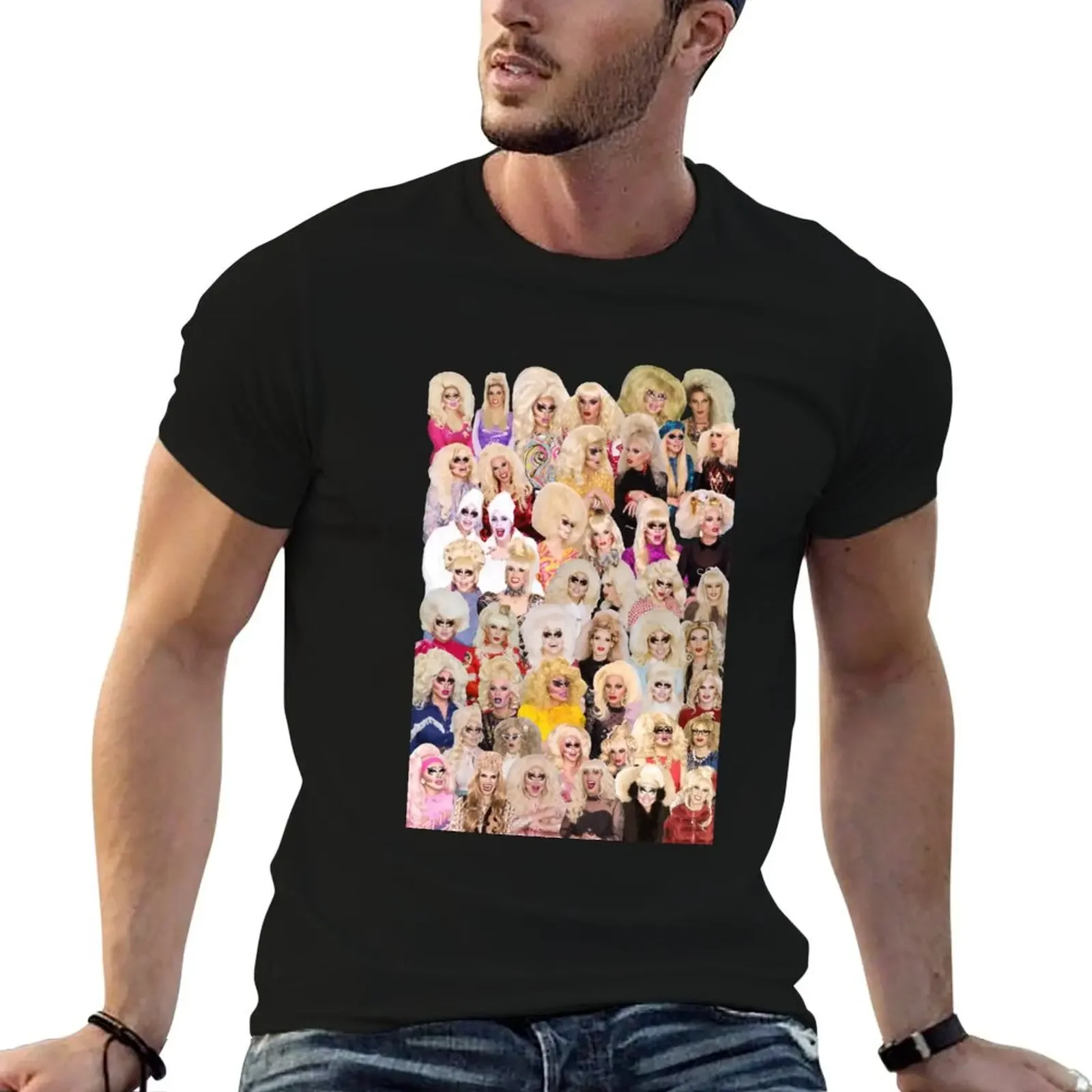 unhhhh trixie katya collage drag T-Shirt tops cheap stuff clothing for men