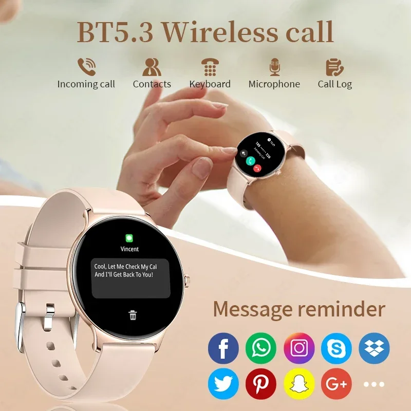 LIGE Ultra Thin 7.9mm Smart Watch Women 1.43inch AMOLED 466*466HD Pixel Display Always Show Time Call Reminder Smartwatch Ladies