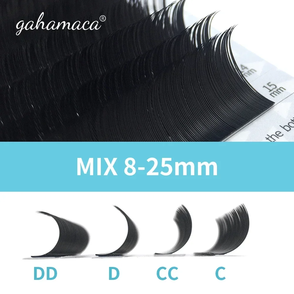 GAHAMACA 8-25mm Individual Eyelash Extension Mink Lashes Tray Lash Extensions Silk Fluffy Lash Extensions