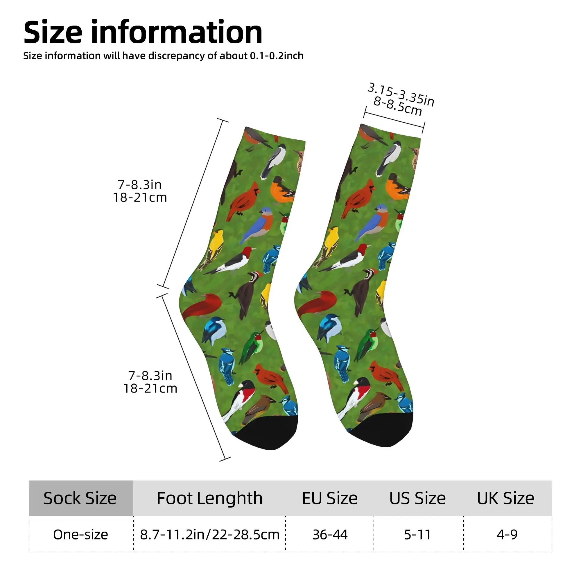 1pc Backyard And Forest Birds On Leafy Printed Men's Socks  Novelty Hip Hop Harajuku Pattern Crew Sock Casual Gift