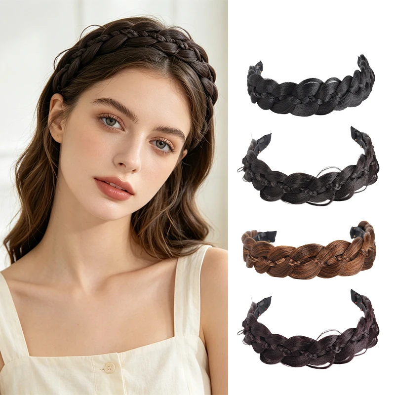 Synthetic Nylon Fishbone Braid Wig Headband, BB Clip & Hook-and-Loop, Reliable Hold, No Slip, Comfortable Daily Wear