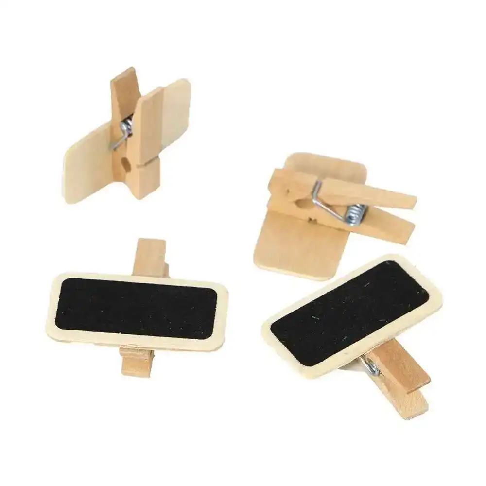 50 Mini Blackboard Wood Message Slate Rectangle Clip Panel Card Memos Label Plan Price Tag Display Snap Pot Flower Name Plate