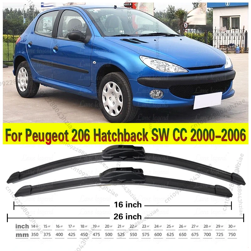 Auto Wischer Klingen Für Peugeot 206 Fließheck SW CC 2000-2006 Windschutzscheibe Windschutz Frontscheibe Klingen 26 "+ 16" auto Zubehör