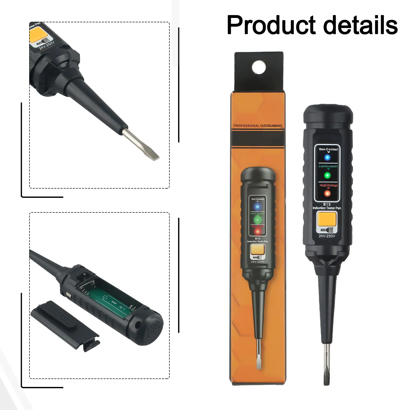 

Self-test Function Circuit Detection Pen Electric Pen With Flashlight Built-in Sensor DC Detection Flashlight Lighting