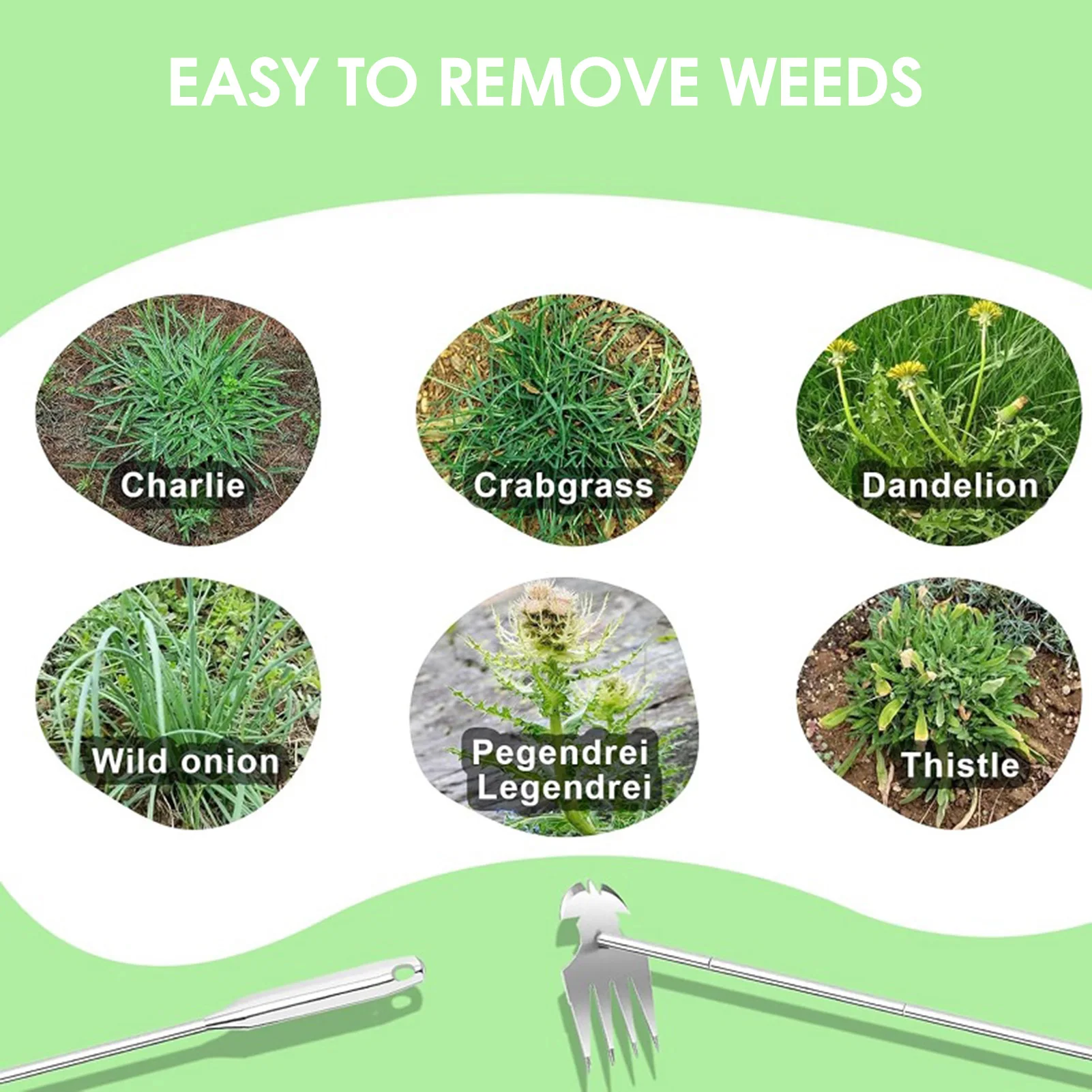 Herramienta extractora de malas hierbas multifuncional con bordes de corte duraderos y resistentes a impactos, adecuada para plantar horticultura