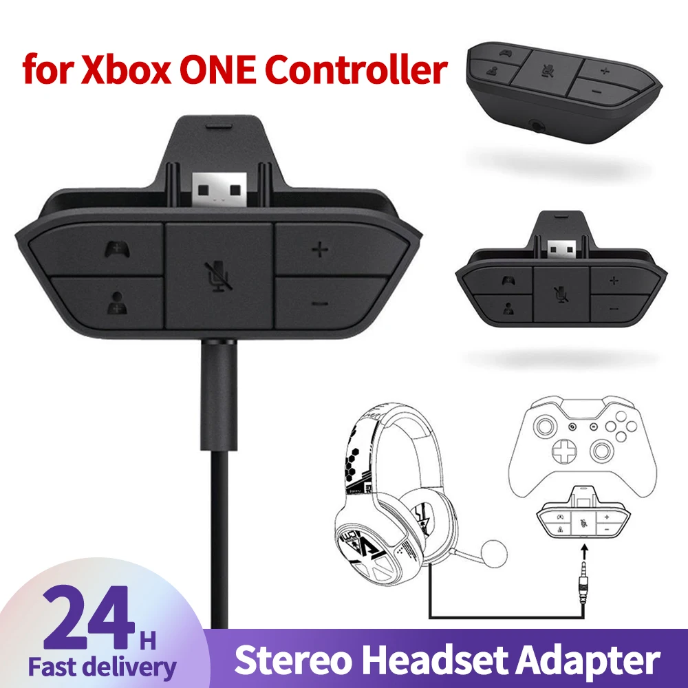 Controller Headset Adapter Stereo Headphone Audio Mic Converter with 3.5mm Audio Jack for Xbox One/Xbox 360 Game Controller