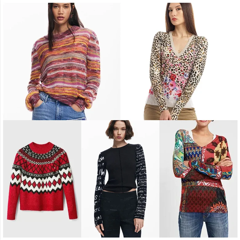 

2025 Foreign Trade Spain Original Light Luxury Knitted Shirt Women's Printed Embroidery Designer Style Elastic Loose