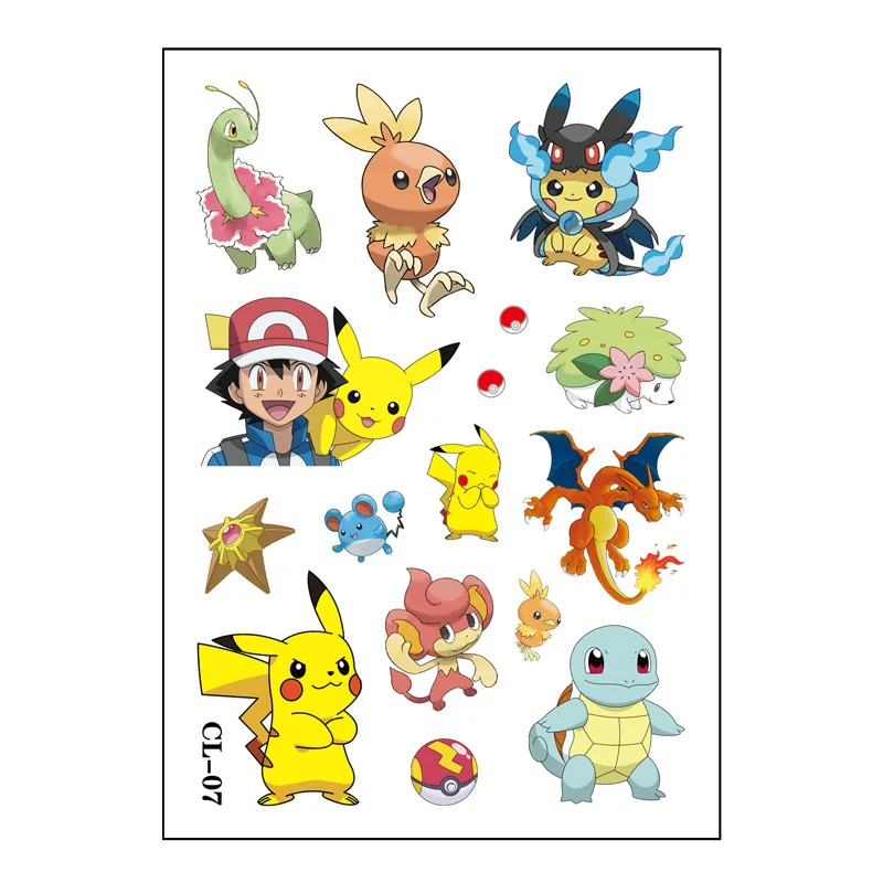 Niedliche pokemon pikachu tattoo aufkleber tattoo aufkleber wasser transfer wegwerf aufkleber pokemon pikachu tattoo aufkleber geschenk