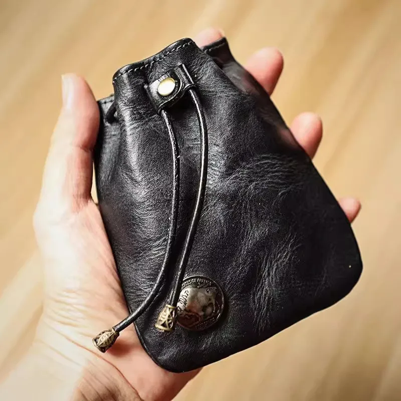 Japanese Style Genuine Soft Leather Wallet Mini Purse Key Coin Bag Multifunctional Waist Pack for Men Women Handmade view 3